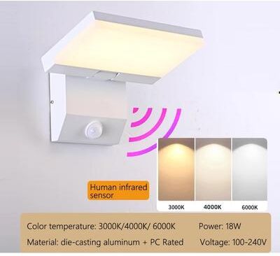 Inspire Curations IP65 Motion Sensor Outdoor Wall Light Adjustable Aluminum Auto On Off Security Lamp white On Sensor Warm White