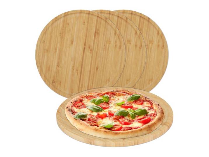Relaxdays Bamboe pizzaplank in set van 4