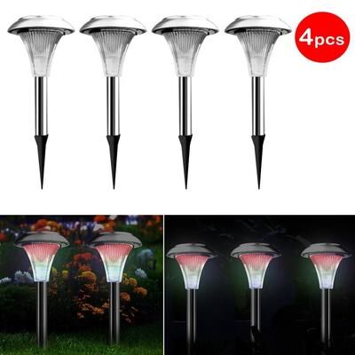 Multicon Wholesale Hub Outdoor Solar Garden Lights, Color Changing LED, Stainless Steel Lamps For Lawn, Patio, Waterproof, Energy Efficient 4pcs