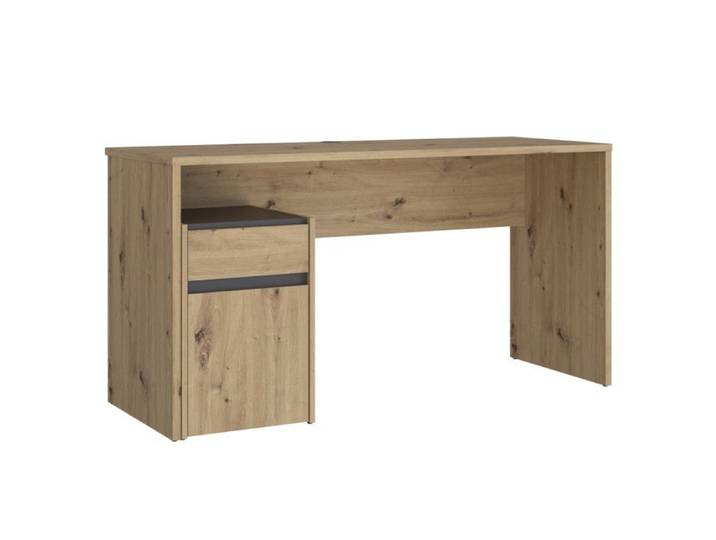 Bureau 140 cm et caisson décor bois chêne et gris foncé mat - ODYSSÉE Meubletmoi