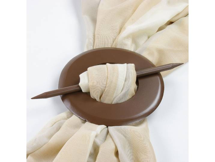Raffspange LIEDECO, braun (nussbaum), Ø:10,5cm, Obermaterial: 100% Holz, Raffhalter, Raffspange, aus Holz