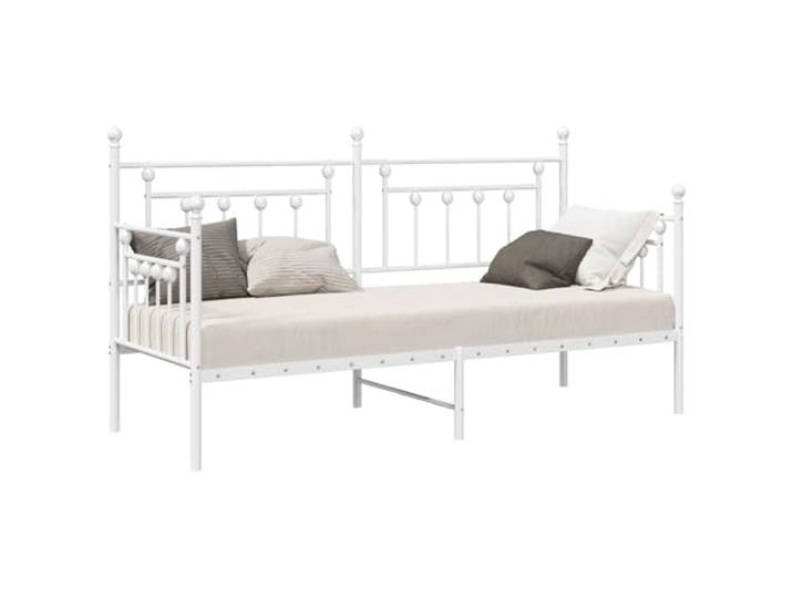 KKgypkn Rechteckiger Tagestuhlrahmen Weiß, Metallrahmen Tagesbett Schlafzimmer, Stahl Tagesbett 75x190 cm, Stabiler Stahlrahmen mit pulverbeschichteter Oberfläche, Kratzfest
