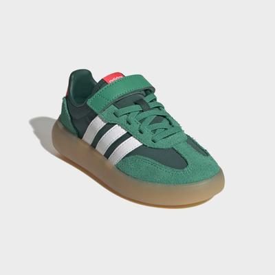 Sneaker ADIDAS SPORTSWEAR "BARREDA DECODE KIDS", Mädchen, Gr. 31, grün (collegiate grün, ftwr weiß, lucid rot), Leder, Textil, Schuhe Sneaker, inspiriert vom Design des Handball Spezial, für Kinder & Jugendliche