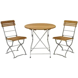 Degamo, Gartentisch + Balkontisch, Biergarten - Garnitur Sitzgruppe MÜNCHEN 3-teilig (77 x 72 cm)