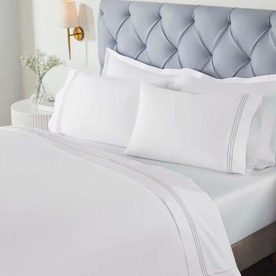 Superior Brandon Cotton Three-Line Embroidered Bed Sheet Set