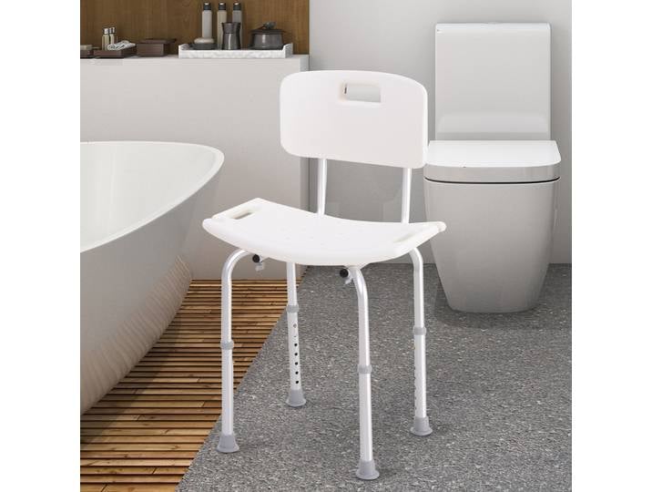 Homcom Chaise Douche Ergonomique Réglable Antidérapante Blanc