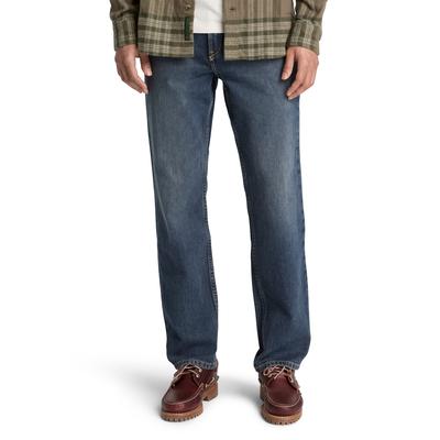 Straight-Jeans TIMBERLAND "5 Pocket Denim Pants (Straight)", Herren, Gr. 31, Länge 32, blau (indigo breeze w), Denim/Jeans, Obermaterial: 68% Baumwolle, 31% Lyocell (TENCEL™), 1% Elasthan, Jeans Straight-Jeans, 5-Pocket-Design, sportlicher Stil, in...