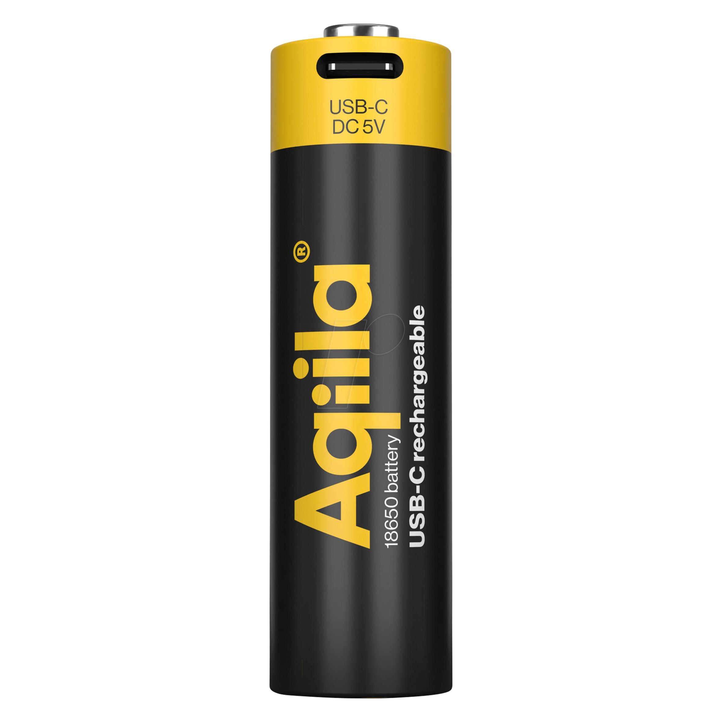 Aqiila - USB-C Wiederaufladbare Batterie - 18650 - 2000 mAh - 1er-Pack (1 Stk., 18650, 2000 mAh) (2227969)