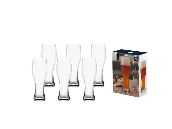 Bierglas LEONARDO Weizenbiergläser Taverna 330 ml 6er Set transparent , bunt (transparent), Glas, Trinkgefäße, Bierglas