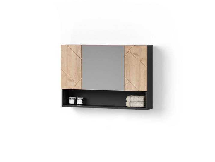 BADSPIEGELSCHRANK Ronco Goldkraft Eiche/Anthrazit 80.1 x 55 cm