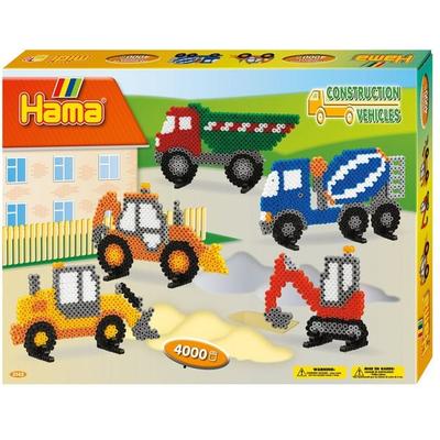 Hama® Bügelperlen Midi - Geschenkpackung Baufahrzeuge - 1 Stiftplatte Brummi,