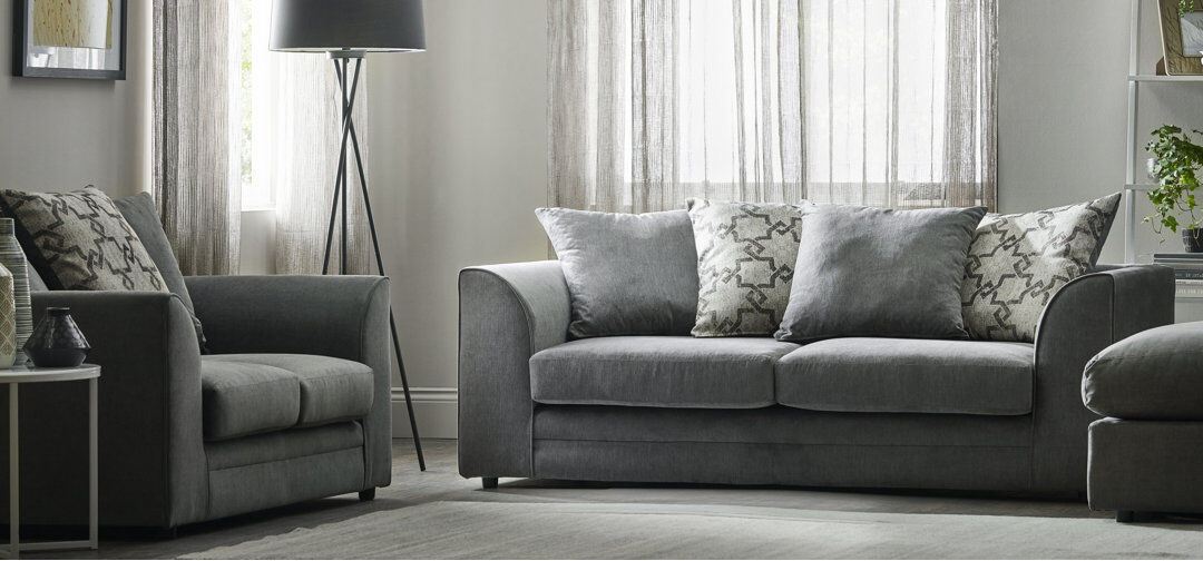 Three Posts Arabella 2 Piece Chenille Standard Living Room Set Charcoal 2