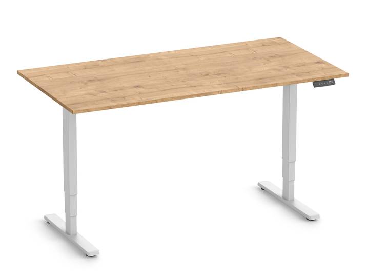 FOKUS Gestell Weiß, Tischplatte 1600 x 800 x 19 mm Eiche