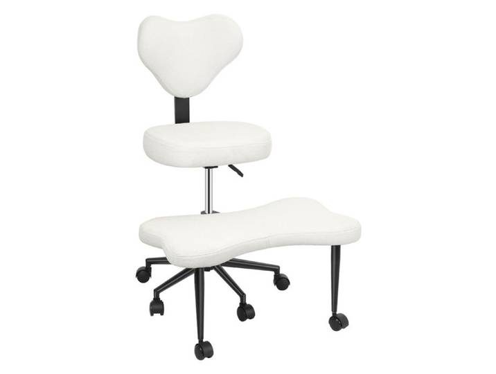 Chaise genoux croisée Fanatique de Méditation Chaise À Pattes Roues Chaises de Genou Soutien Lombaire pour Maison Bureau Blanc