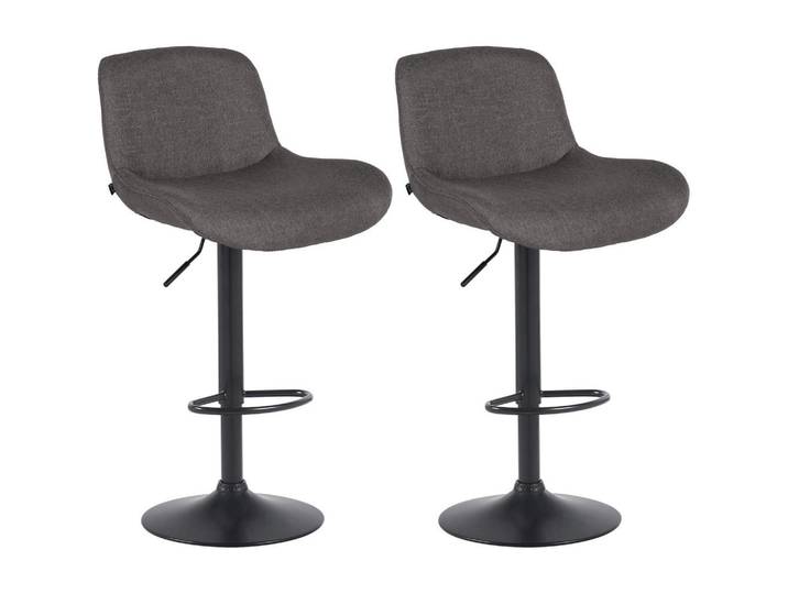 CLP Barhocker 2er Set Stoff Dunkelgrau, Metall, 50x85x50 cm, Esszimmer, Barmöbel, Barhocker