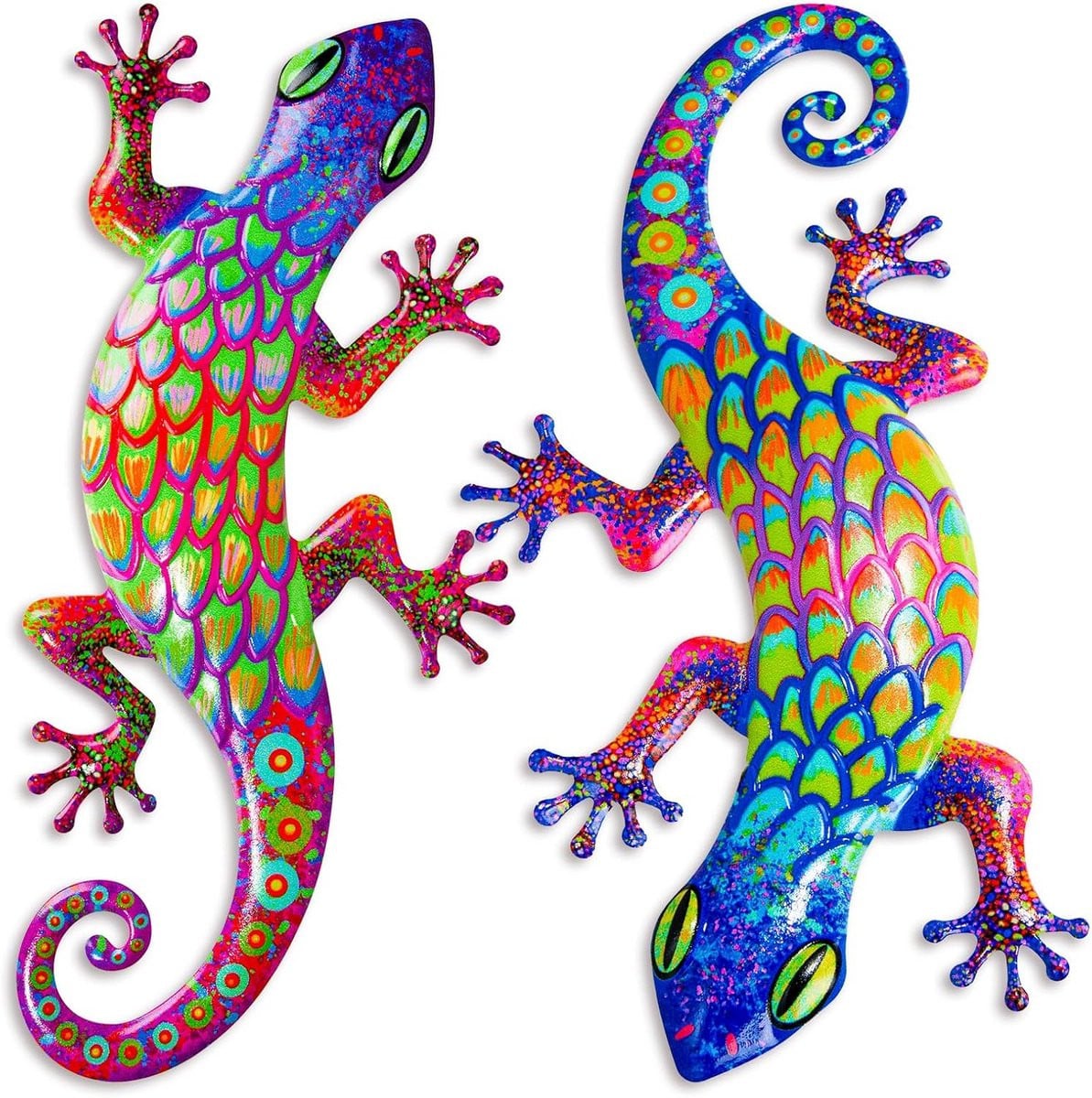 Set van 2 Metalen Gekko Wanddecoratie Hagedis voor Binnen en Buiten