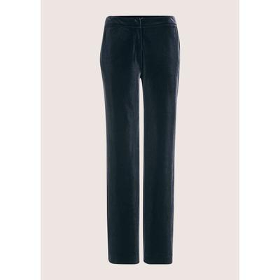Palazzohose MADELEINE "Samthose Elegante Hose mit luxuriösem Touch", Damen, Gr. 34, N-Gr, blau (marine), Obermaterial: 92% Polyester PES. 8% Elasthan EL., Modern, Hosen Palazzohose, Samthose mit weitem Bein