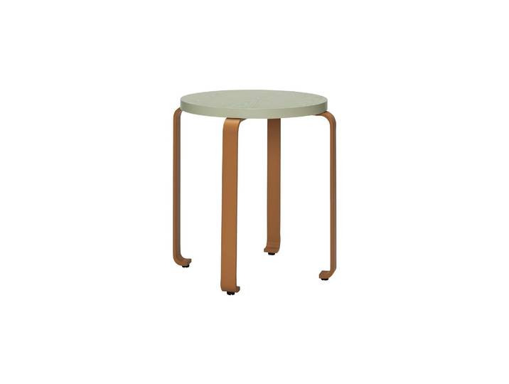 Tabouret en bois de frêne vert clair, rond, empilable, pieds en m
