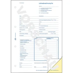5x Avery, Formular, Lohnabrechnung A4 Minijob weiss/gelb (40x)
