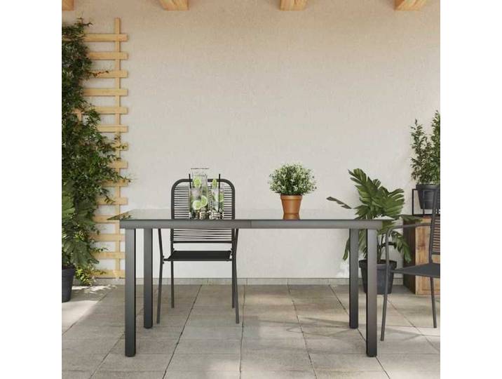 Neuf& 9713 Table d'extérieur - - CHIC - Table de jardin Noir 150x90x74 cm Aluminium et verre 24.2 kg