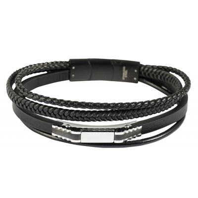 Edelstahlarmband ADELIA´S "Herren Armband aus Edelstahl" Gr. 19, schwarz silber, Armbänder, Herren, 19, Edelstahl, Edelstahlarmband