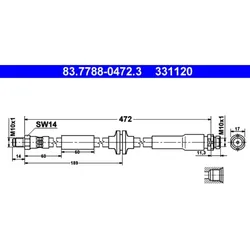 Bremsschlauch ATE 83.7788-0472.3 für Ford Kuga I