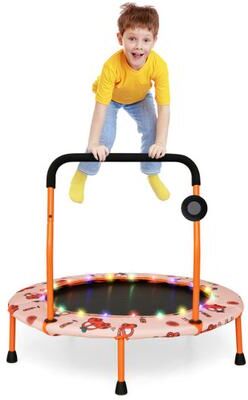 Costway 36 Inch Mini Trampoline with Colorful LED Lights and Bluetooth Speaker-Orange