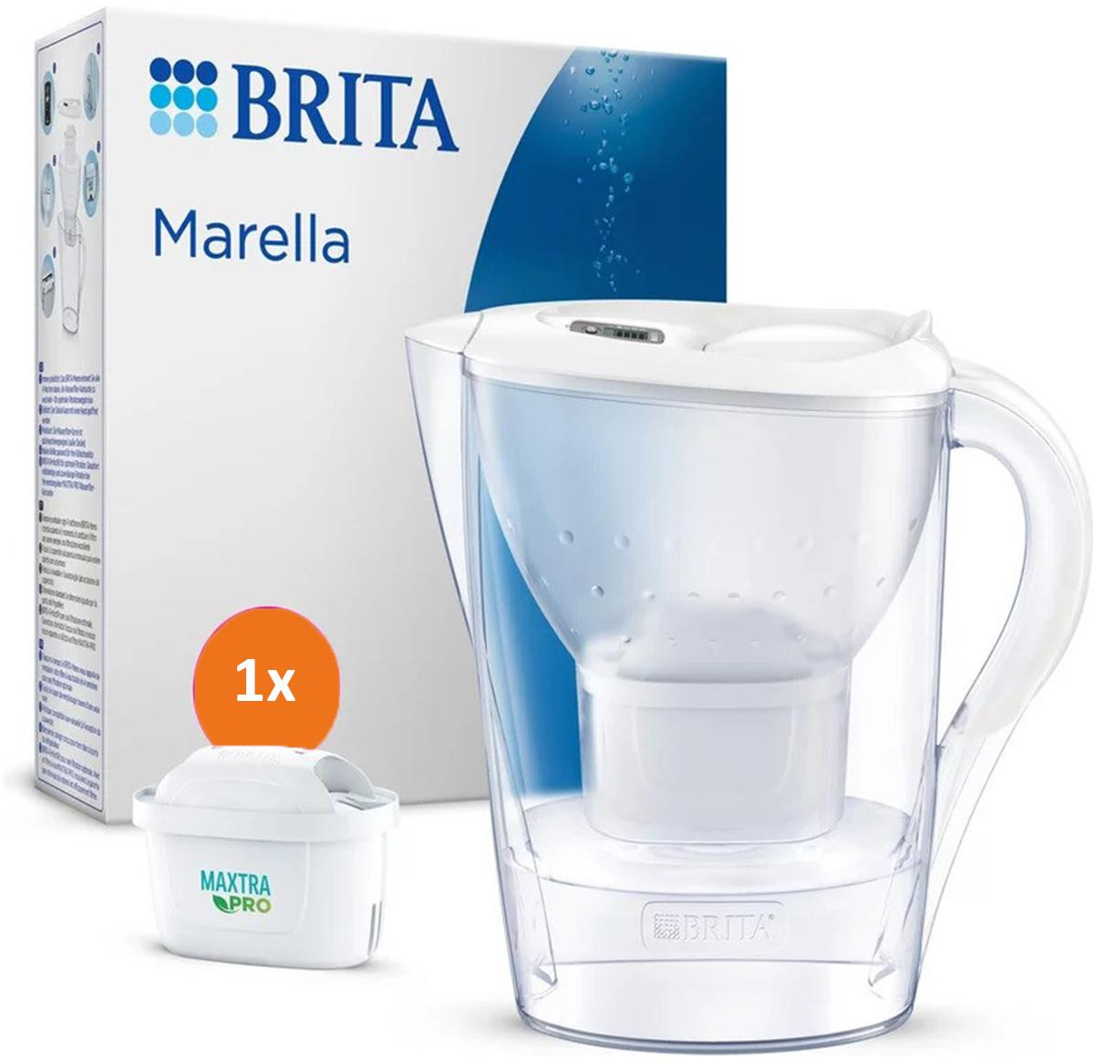 BRITA Waterfilterkan Marella Wit met 2,4 l inhoud en 1 Maxtra Pro filterpatroon