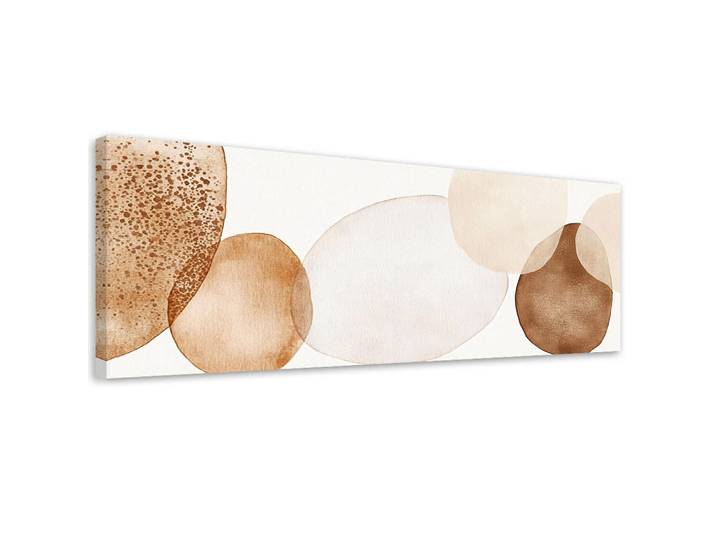 Feeby Leinwandbild Kreise Aquarell Abstrakt Lofts Beige 150x50cm, Braun, Rechteckig, 150x50 cm, Bilder & Rahmen, Bilder, Leinwandbilder