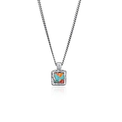 Kette mit Anhänger HAZE & GLORY "Halskette Kupfer-Türkis Edelstein Anhänger 925 Silber" Gr. 55, silber, Halsketten, Herren, ohne Stein, Silber 925 (Sterlingsilber)