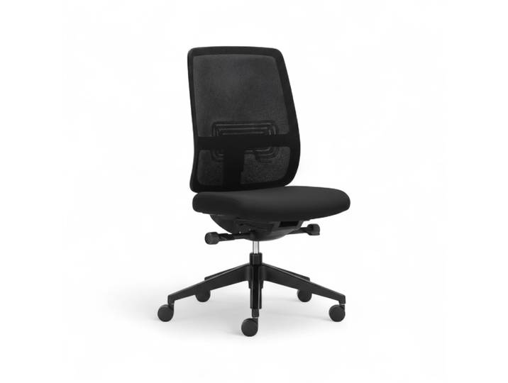 Bürostuhl Haworth Lively Comforto ohne Armlehnen, Schwarz/Schwarz, Neu, Ergonomischer Stuhl - ideal für flexibles Arbeiten