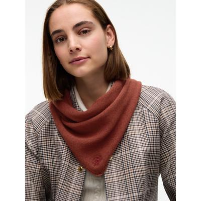 Wollschal TOMMY HILFIGER "TH SCRIPT TRIANGLE SCARF", Damen, braun (late summer rot), Wollmischung, Modetücher, dreieckig, mit Kaschmiranteil, mit Logostickerei