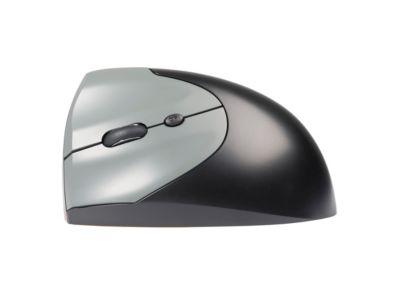BakkerElkhuizen Vertikalmaus HandShake 3-Mode, ergonomisch, für Linkshänder, 7 Tasten und Scrollrad, 1000-6400 dpi, USB/Bluetooth/Kabel, grau-schwarz
