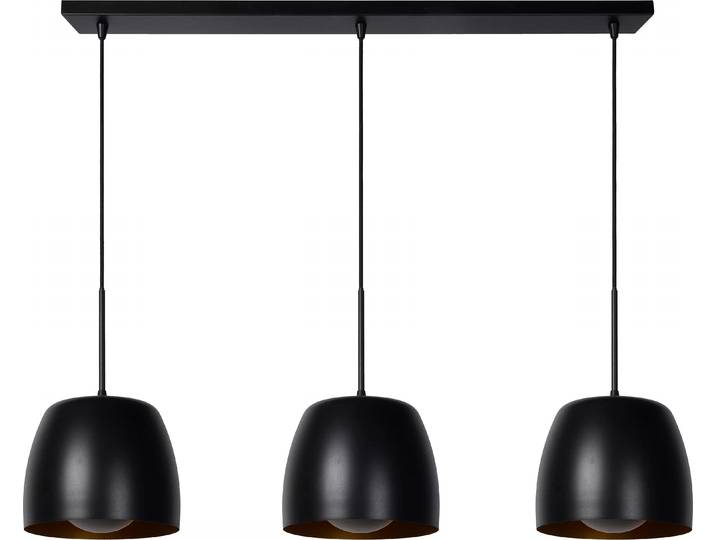 NOLAN 3xE27 40W Lucide lampe suspendue sur table noir avec intérieur doré