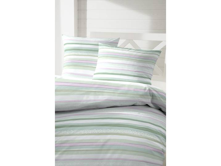 Bettwäsche PRIMERA Bio-Renforce Bettwäsche Natrix , grün, B/L: 135cm x 200cm, 1 Stk., 1 Stk., Renforcé (Bio-Baumwolle), B/L: 80cm x 80cm, 2 Stk., Renforcé (Bio-Baumwolle), Obermaterial: 100% Baumwolle, Bettwäsche, Bettwäsche, mit klassischen Streifen