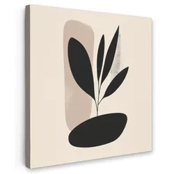 LEINWANDBILD Pflanze - Beige - Japanisch Wandbild Wohnzimmer 50x50 cm