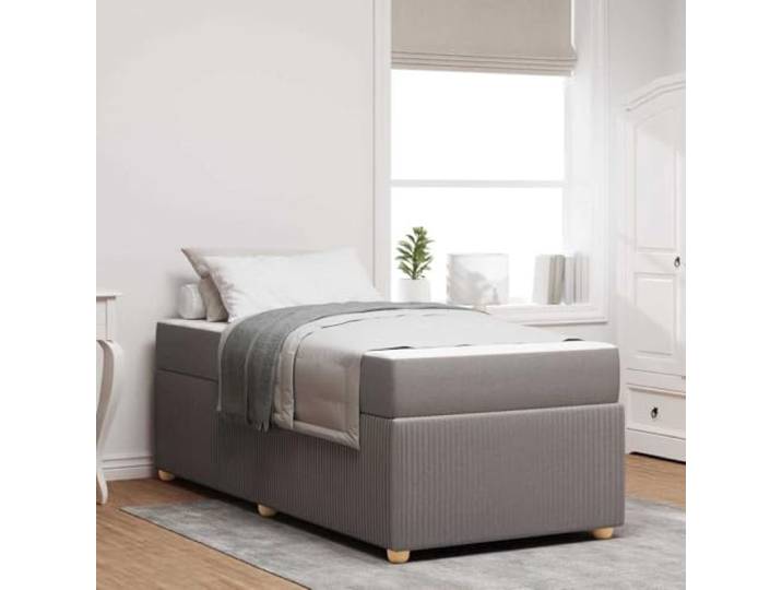 Schaumstoffrahmen Schlafsofa Minimalistisch Taupe 100 x 200 cm Bettrahmen mit Matratze Taupe 100x200 cm Stoff Bettgestell mit Lattenrost Stabil Holz Rahmen Schlafsofa Gästebett
