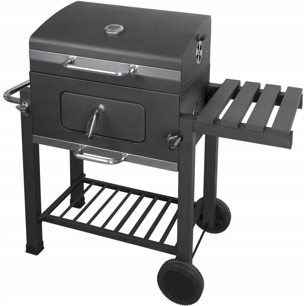 BBQ - Holzkohle für den Grill - Räucherofen - Grill - mit Seitentischen, Rädern und Ablagefläche