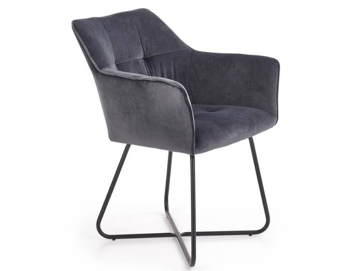 Chaise contemporaine en velours de polyester gris