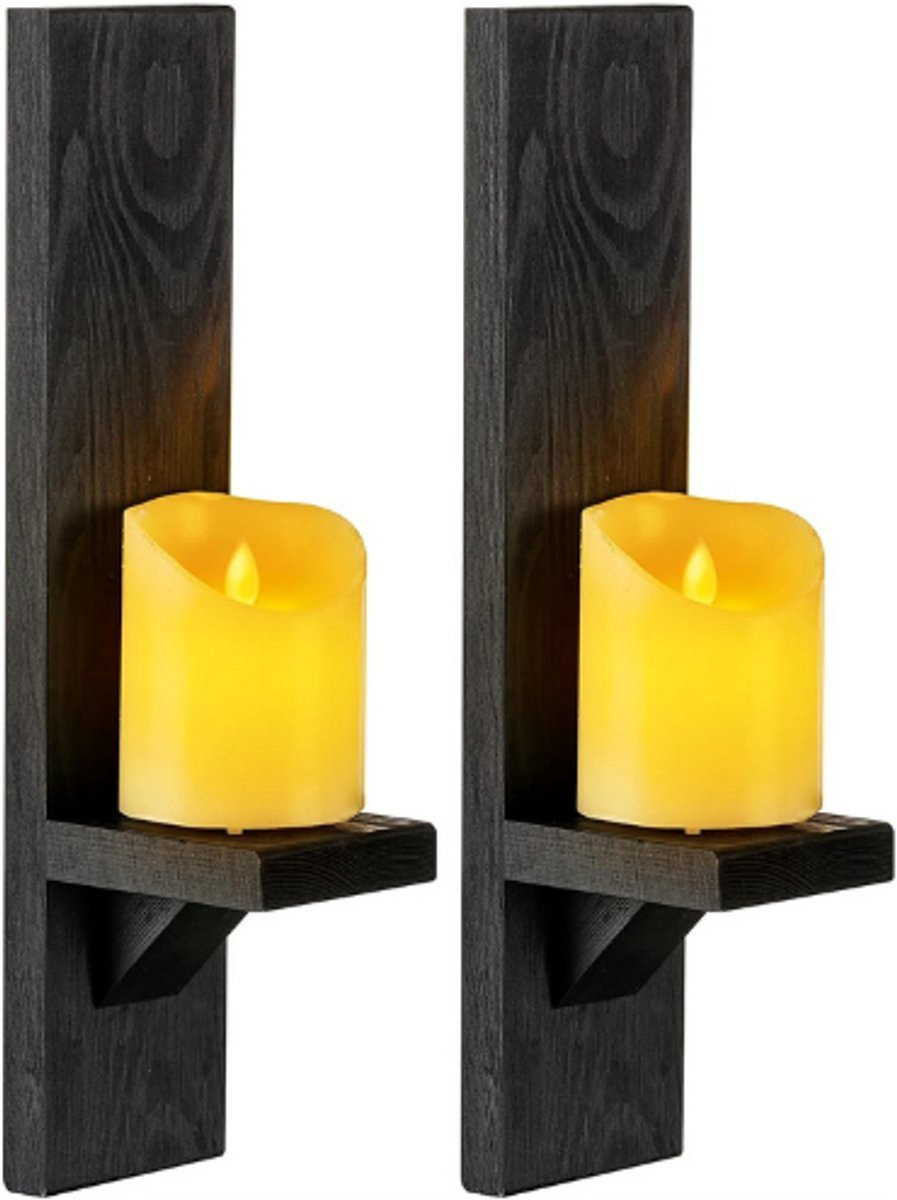 Thuys Houten Wandkandelaars Decoratief - Set van 2 - Muurkunst voor Woonkamer, Keuken of Hal