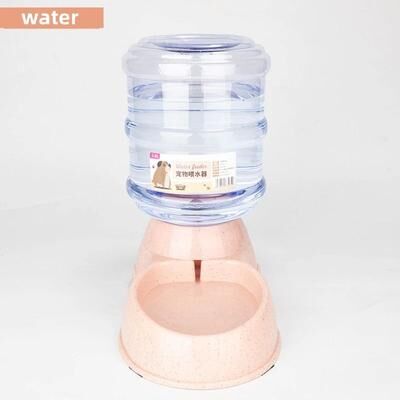 Uplifted Goods Large Capacity Pet Feeder Bowl With Automatic Water Dispenser pink Water