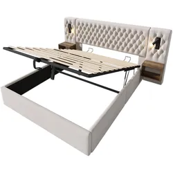 DOPPELBETT Beige 261/210/105 cm
