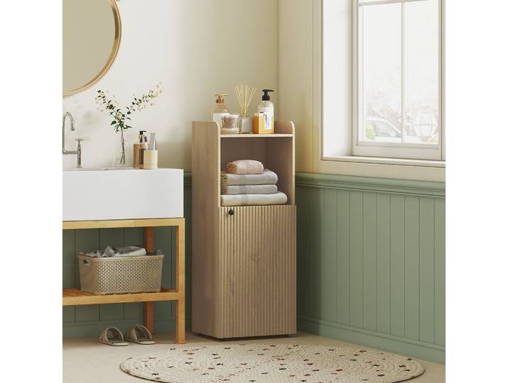 HOMCOM Armoire Salle de Bain Chêne Jaune 40x31x104cm
