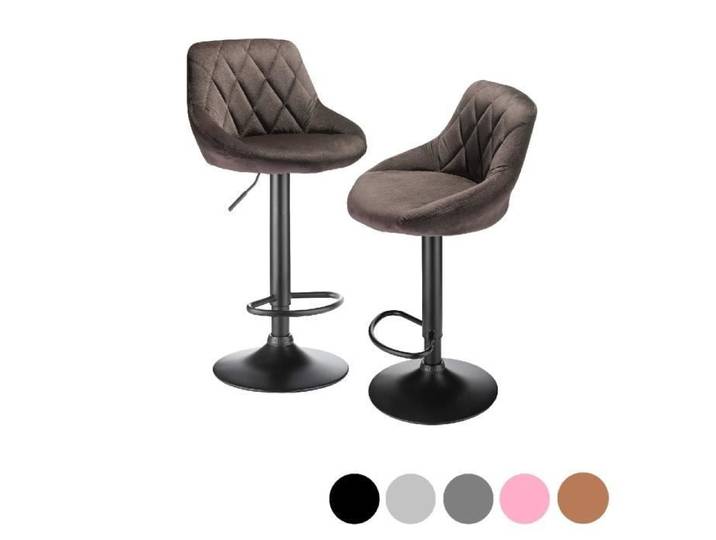 Tabouret de bar - WILLONIN - Lot de 4 - Noir - Réglable en hauteur - Design scandinave moderne