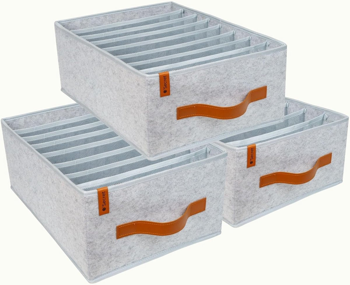 Thijox Kledingkastorganizer voor jeans, broeken, t-shirts en ondergoed, set van 3