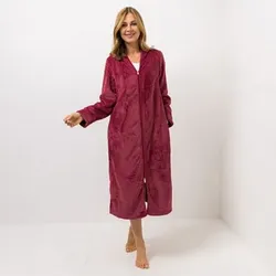 MONT CHALET Damen-Hauskleid uni Premium Chinchilla Kelchkragen