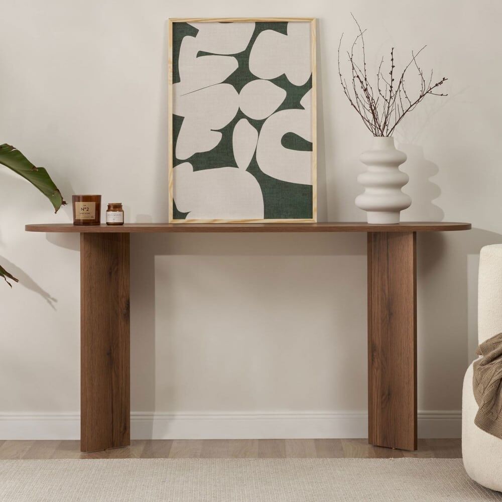 Drawer Console ovale en bois l150cm - bois foncé Marron 150x75x35cm