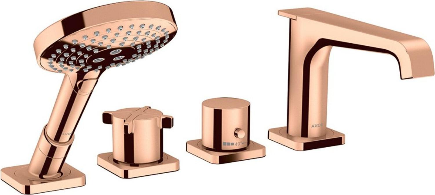 hansgrohe Fertigset Axor Citterio E 4-L-BW-Rand-Arm., m Thermostat, pol. r gold