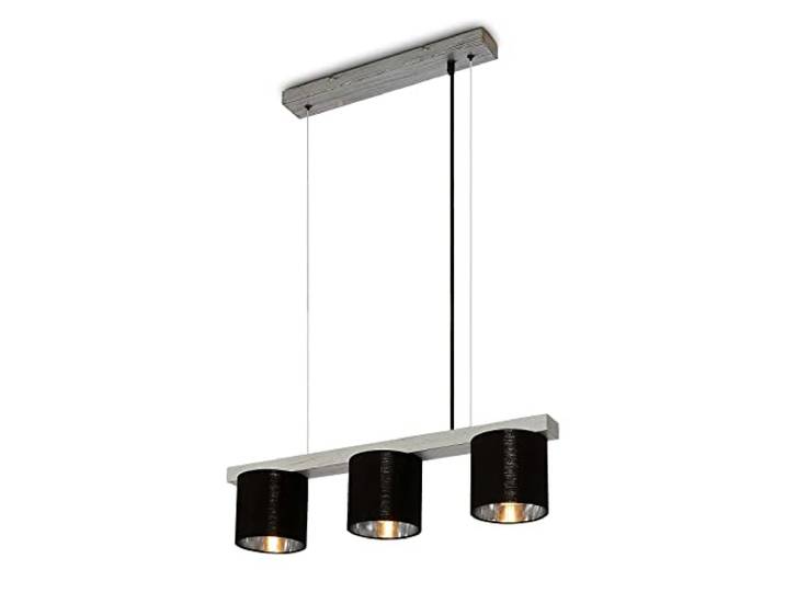 BRILONER - Hanglamp retro, pendellamp, vintage, hanglamp stoffen kap, eetkamerlamp, in hoogte verstelbaar, E14, zilver-zwart.