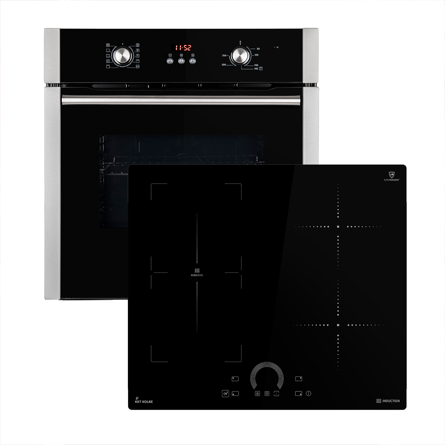 KKT KOLBE Autarkes Herdset | 60cm Einbaubackofen BO8805SS | 59cm Induktionskochfeld IH85901FZ | Grill | Heißluft | Automatik-Timer | 2-fach Wärmeschutzverglasung | Kindersicherung | SET8805IH592FZ